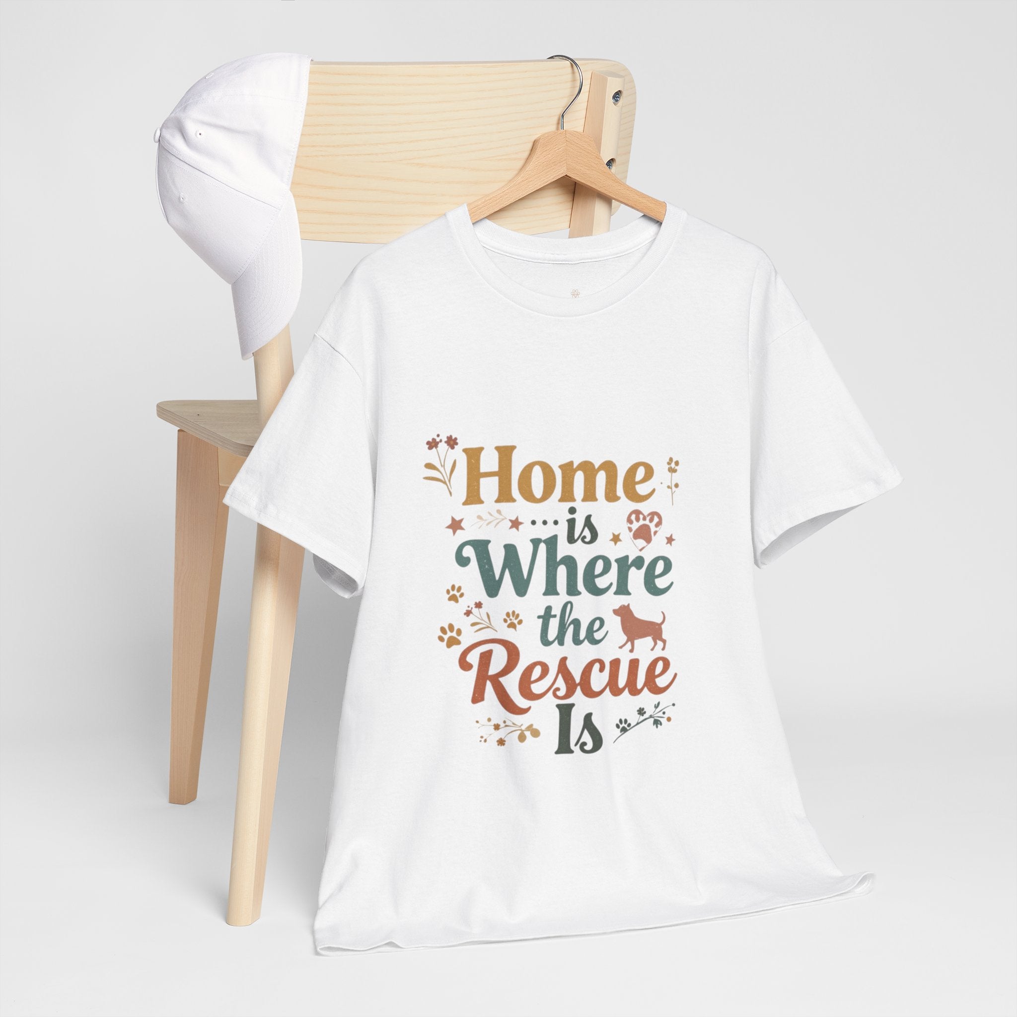 Rescue Pet T-Shirt — "Home Is Where the Rescue Is" Graphic Tee