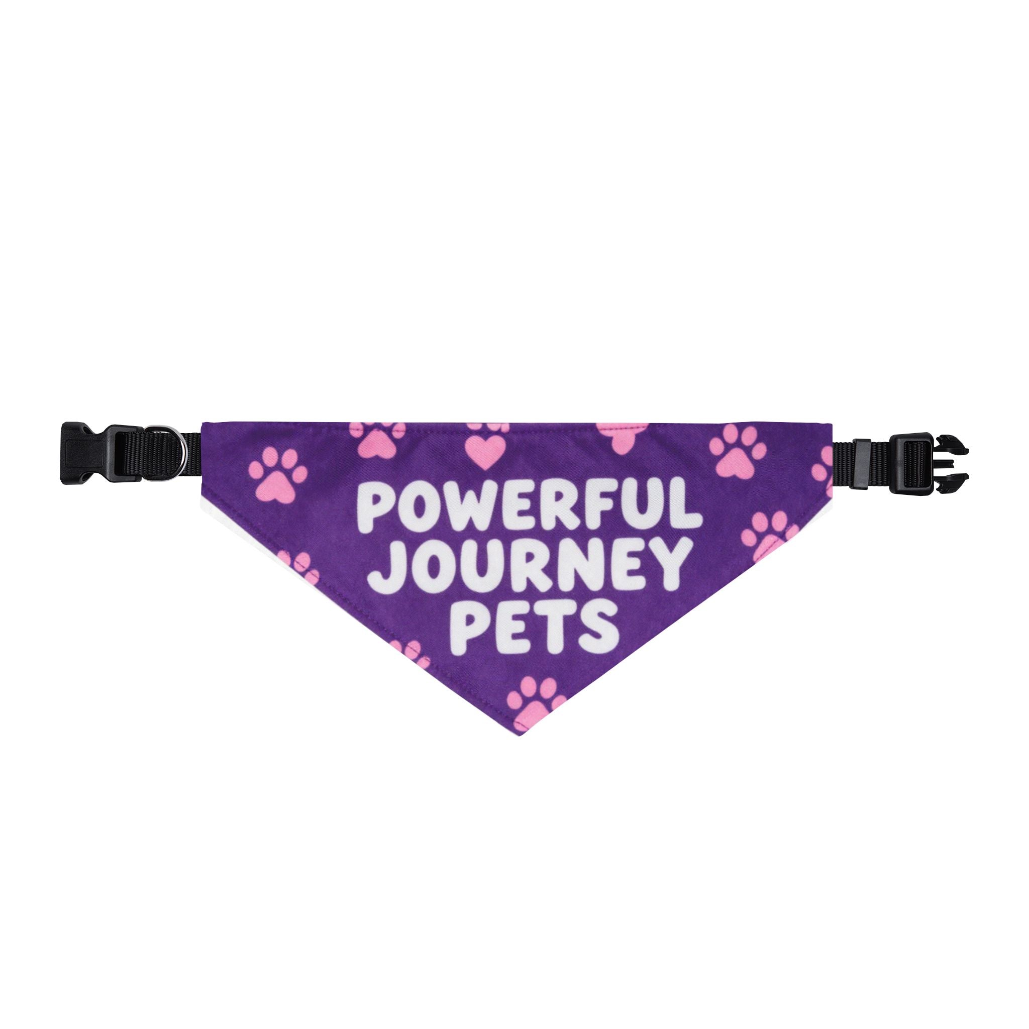 Powerful Journey Pets Clip-On Bandana — Purple Paw Print Pet Accessory