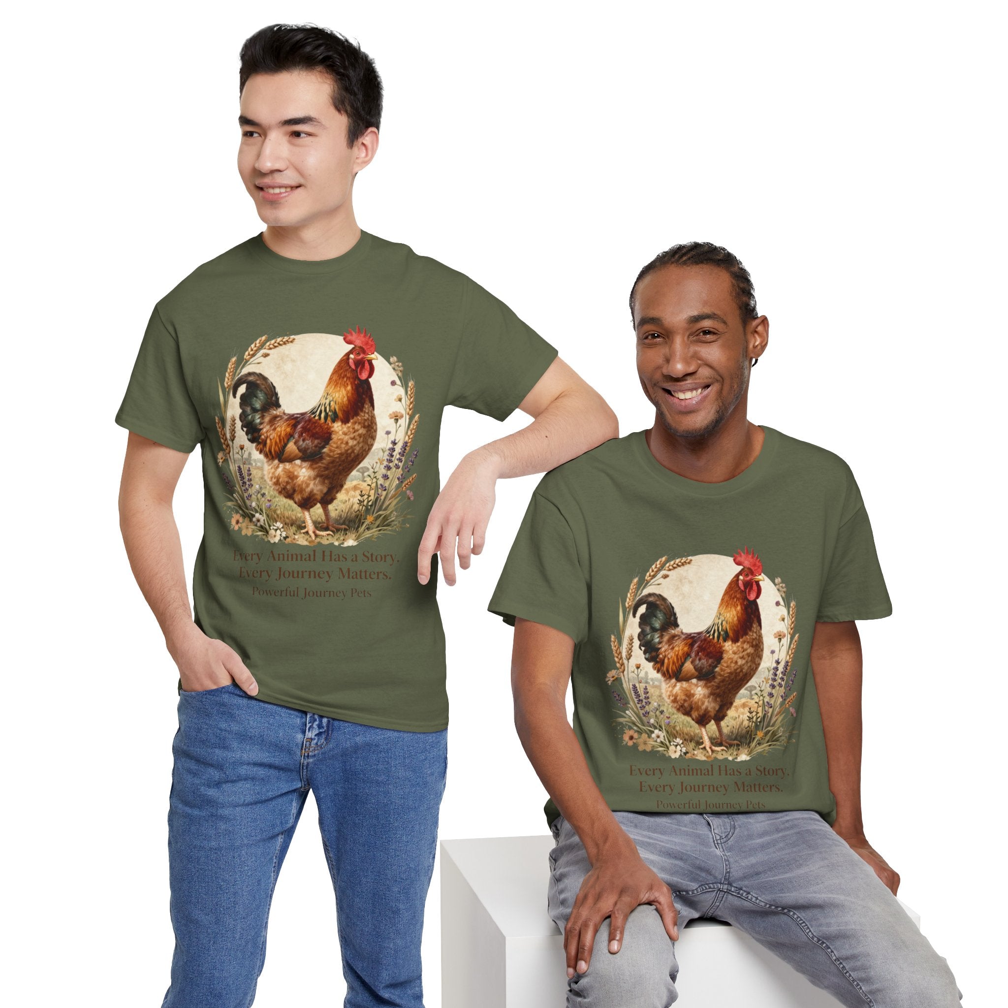 Rooster Illustration Tee - Inspirational Farm Animal T-Shirt