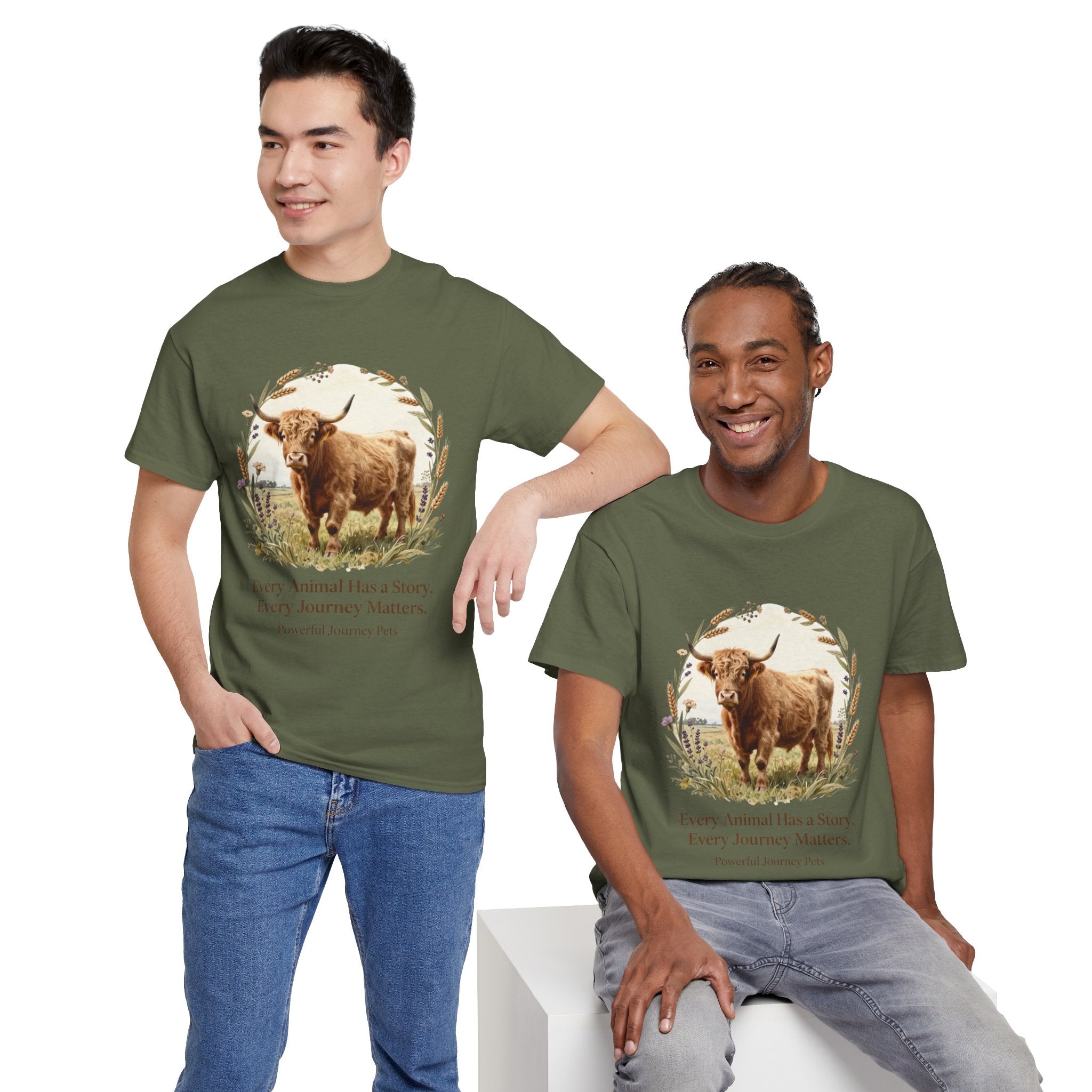 Animal Rescue Tee - Unisex Heavy Cotton Shirt 'Every Animal Has a Story, Every Journey Matters'