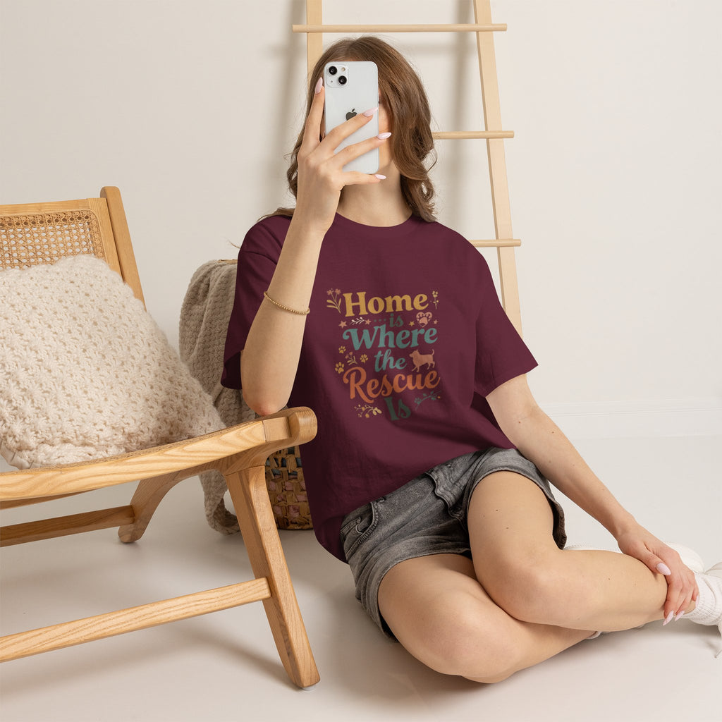 Rescue Pet T-Shirt — "Home Is Where the Rescue Is" Graphic Tee
