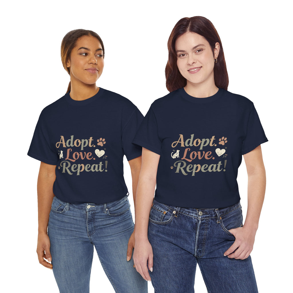 Adopt Love Repeat Rescue Pet Adoption T-Shirt