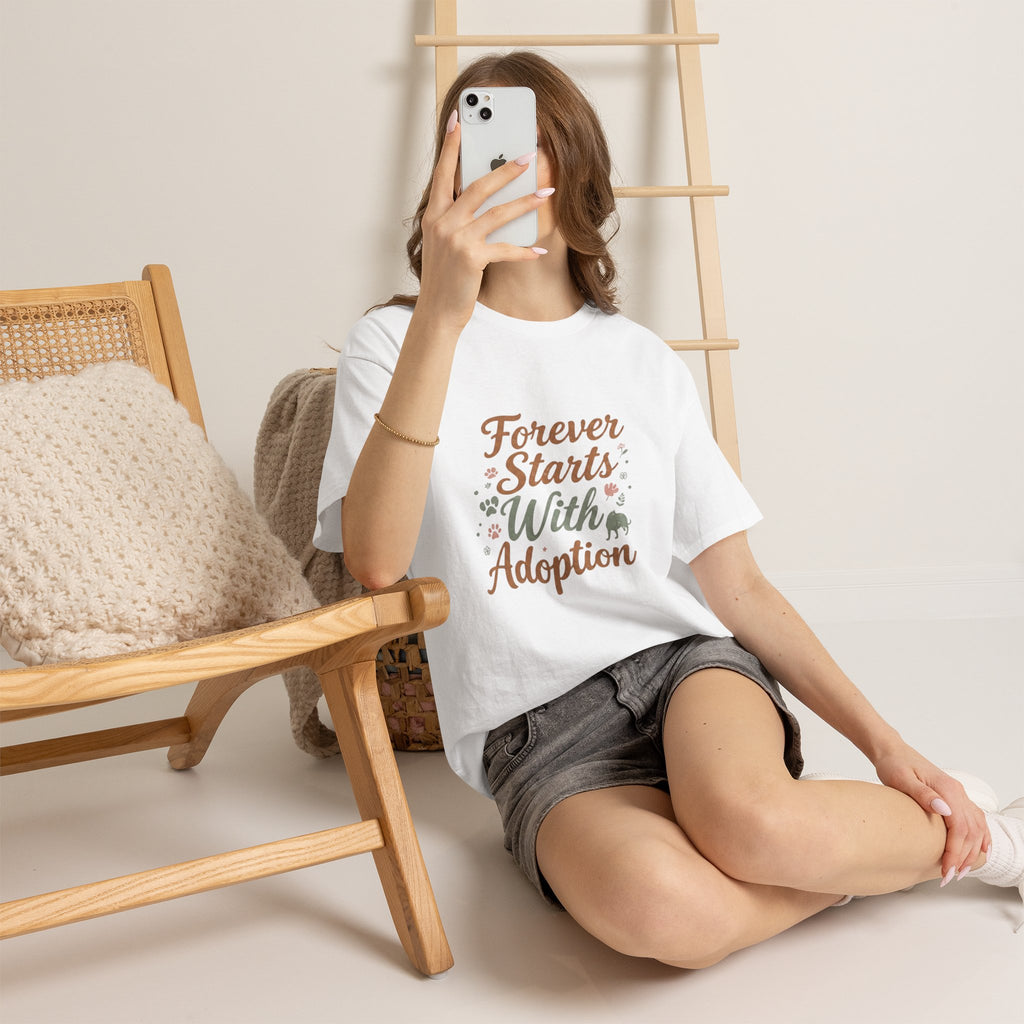 Adoption Love T-Shirt — "Forever Starts With Adoption" Pet Rescue Tee