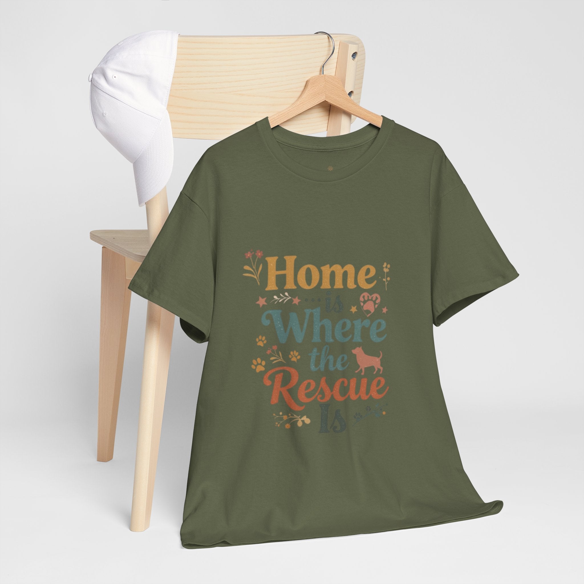 Rescue Pet T-Shirt — "Home Is Where the Rescue Is" Graphic Tee