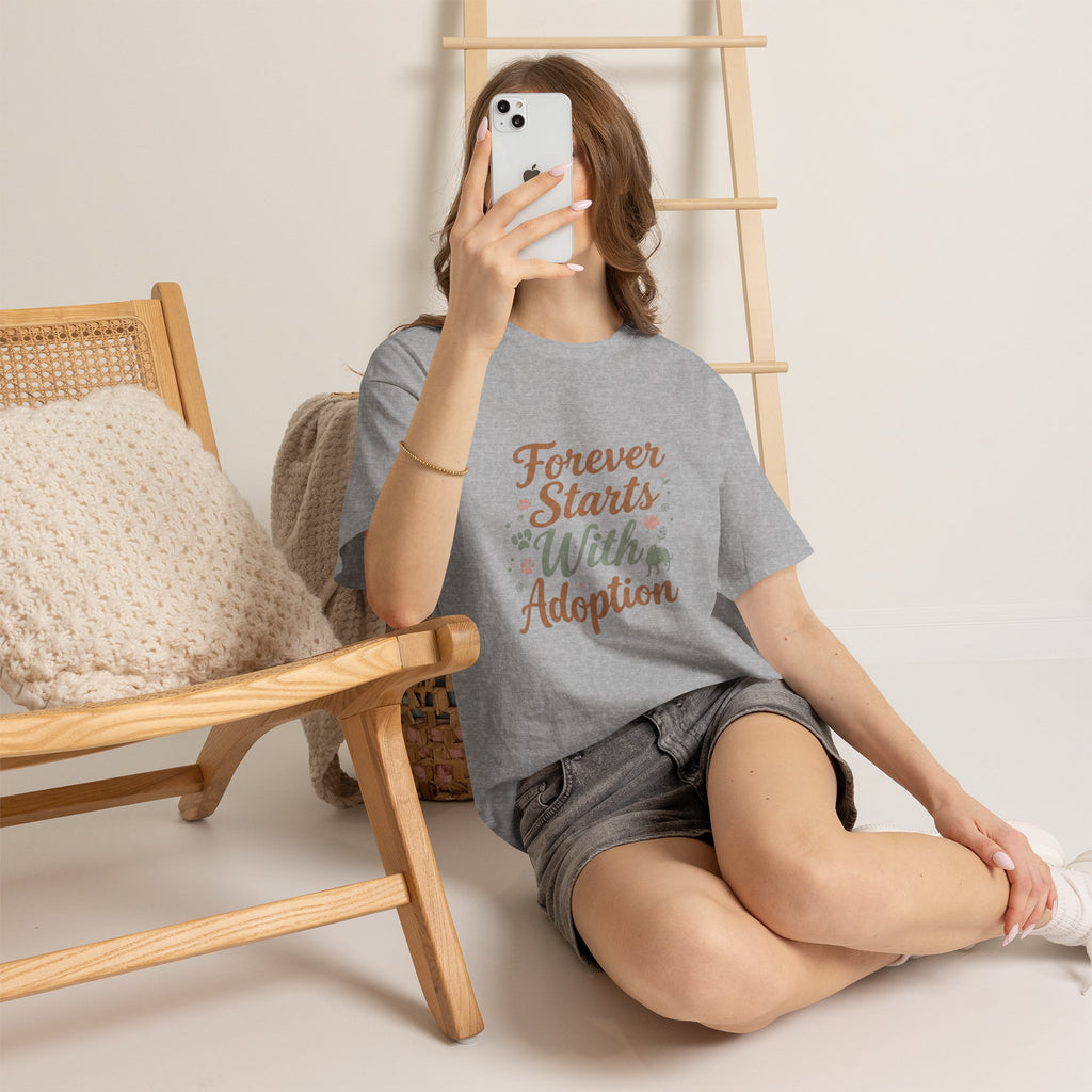 Adoption Love T-Shirt — "Forever Starts With Adoption" Pet Rescue Tee