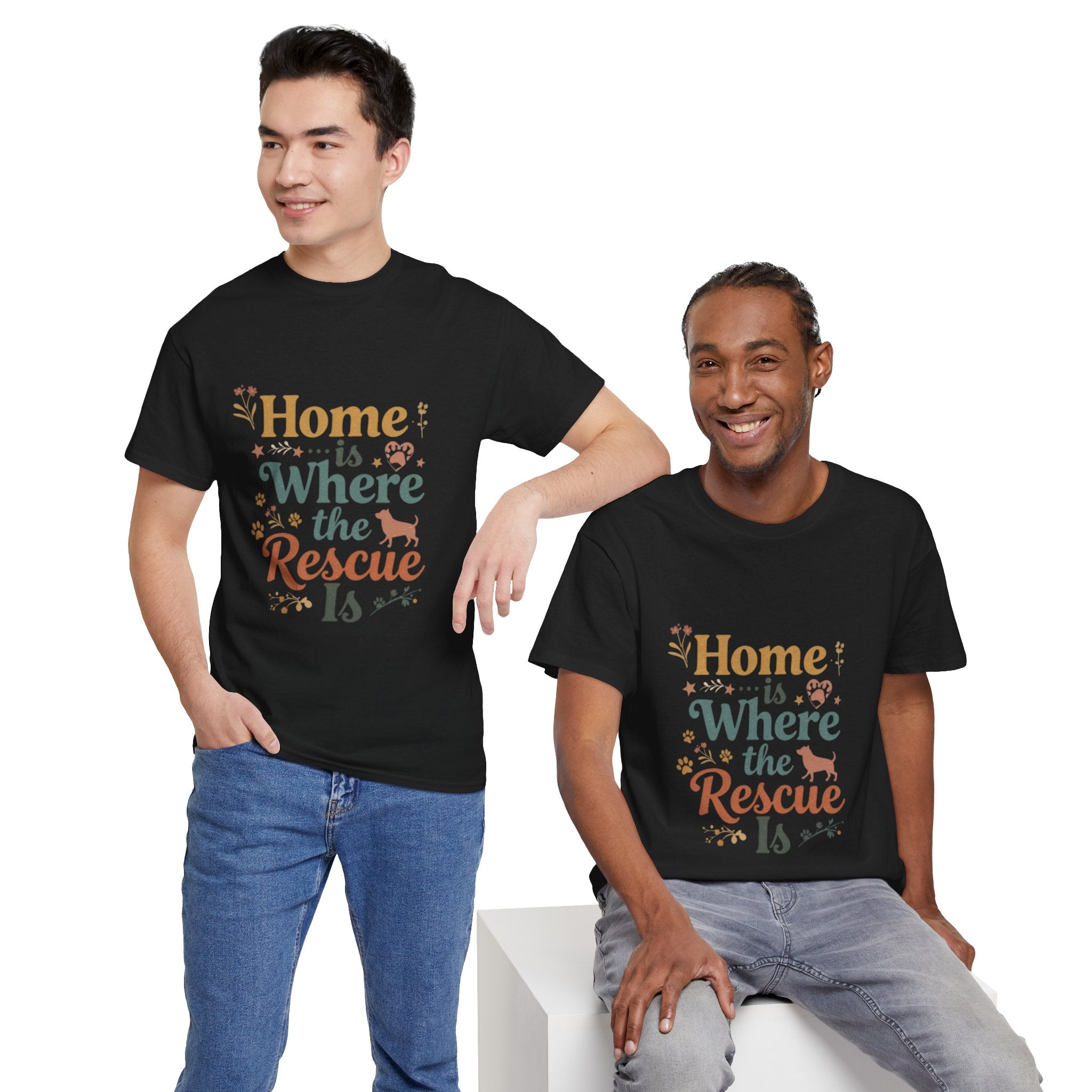Rescue Pet T-Shirt — "Home Is Where the Rescue Is" Graphic Tee