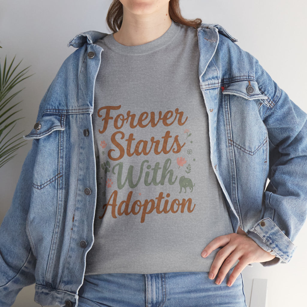 Adoption Love T-Shirt — "Forever Starts With Adoption" Pet Rescue Tee
