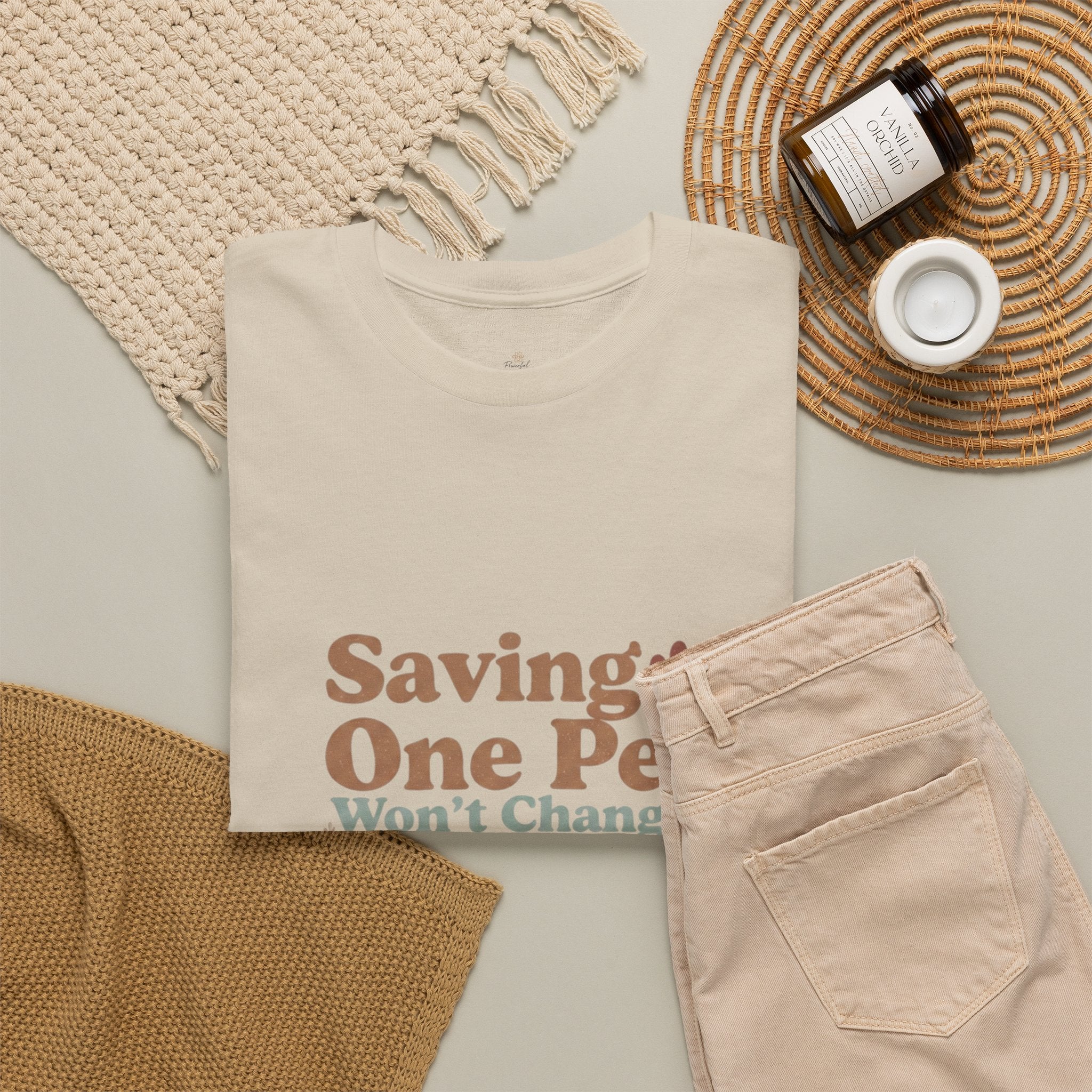 Saving One Pet T‑Shirt — "Saving One Pet Won't Change the World But It Will Change Their World" Rescue Adoption Tee