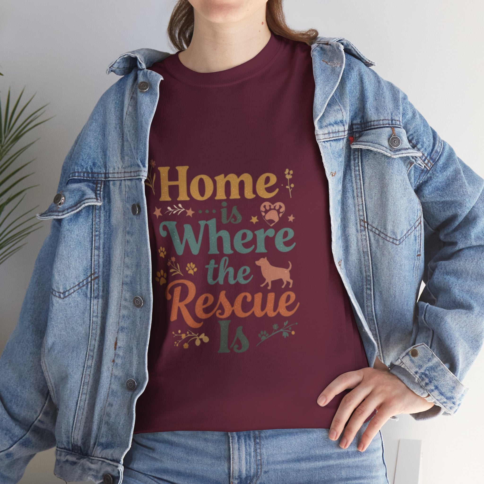 Rescue Pet T-Shirt — "Home Is Where the Rescue Is" Graphic Tee