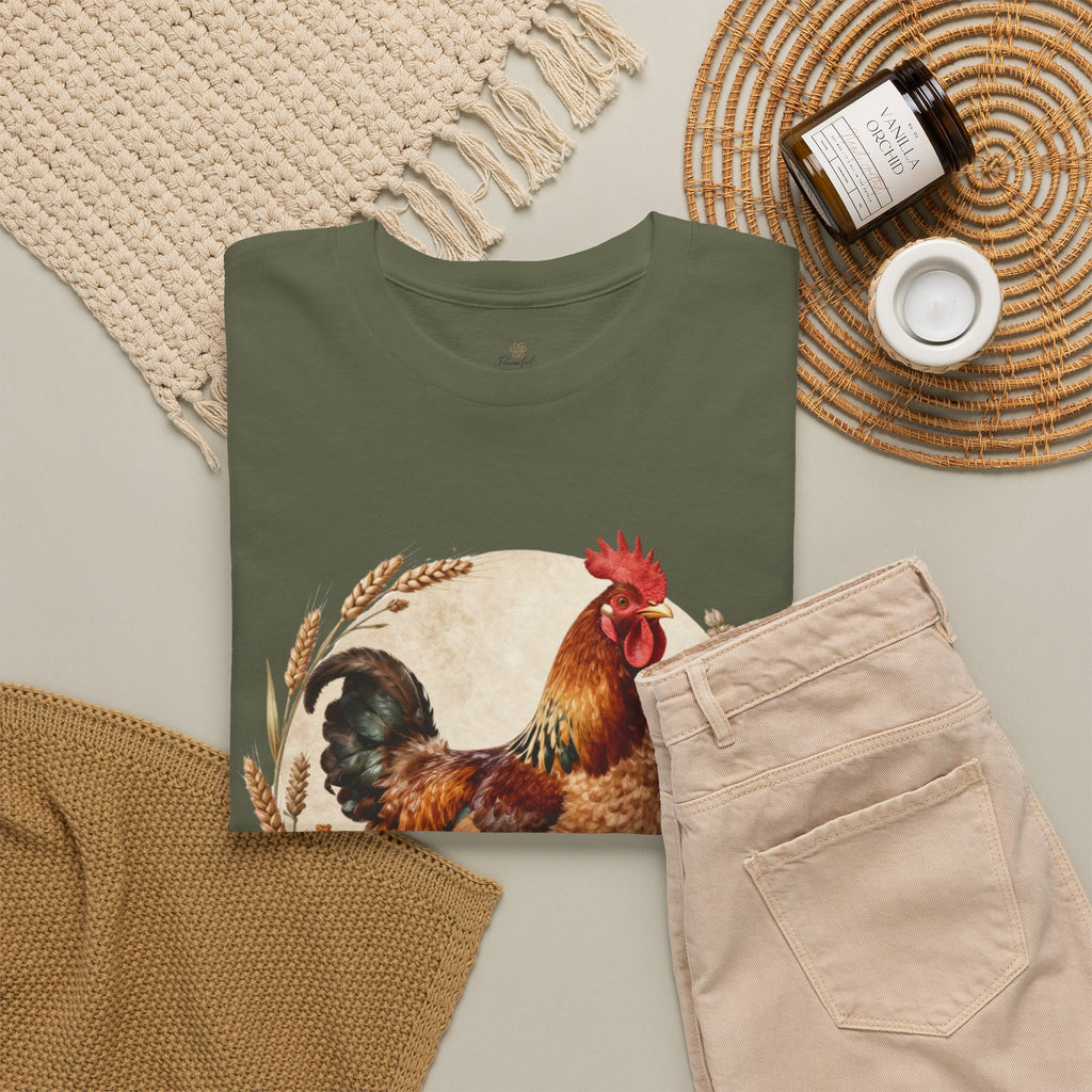Rooster Illustration Tee - Inspirational Farm Animal T-Shirt