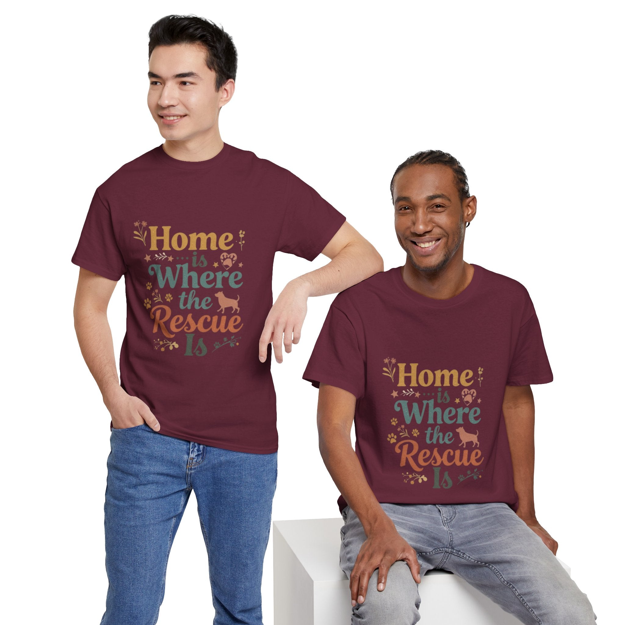 Rescue Pet T-Shirt — "Home Is Where the Rescue Is" Graphic Tee