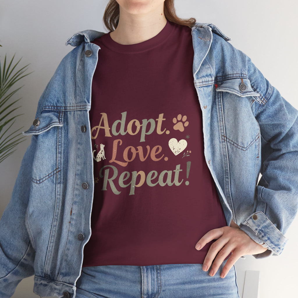 Adopt Love Repeat Rescue Pet Adoption T-Shirt