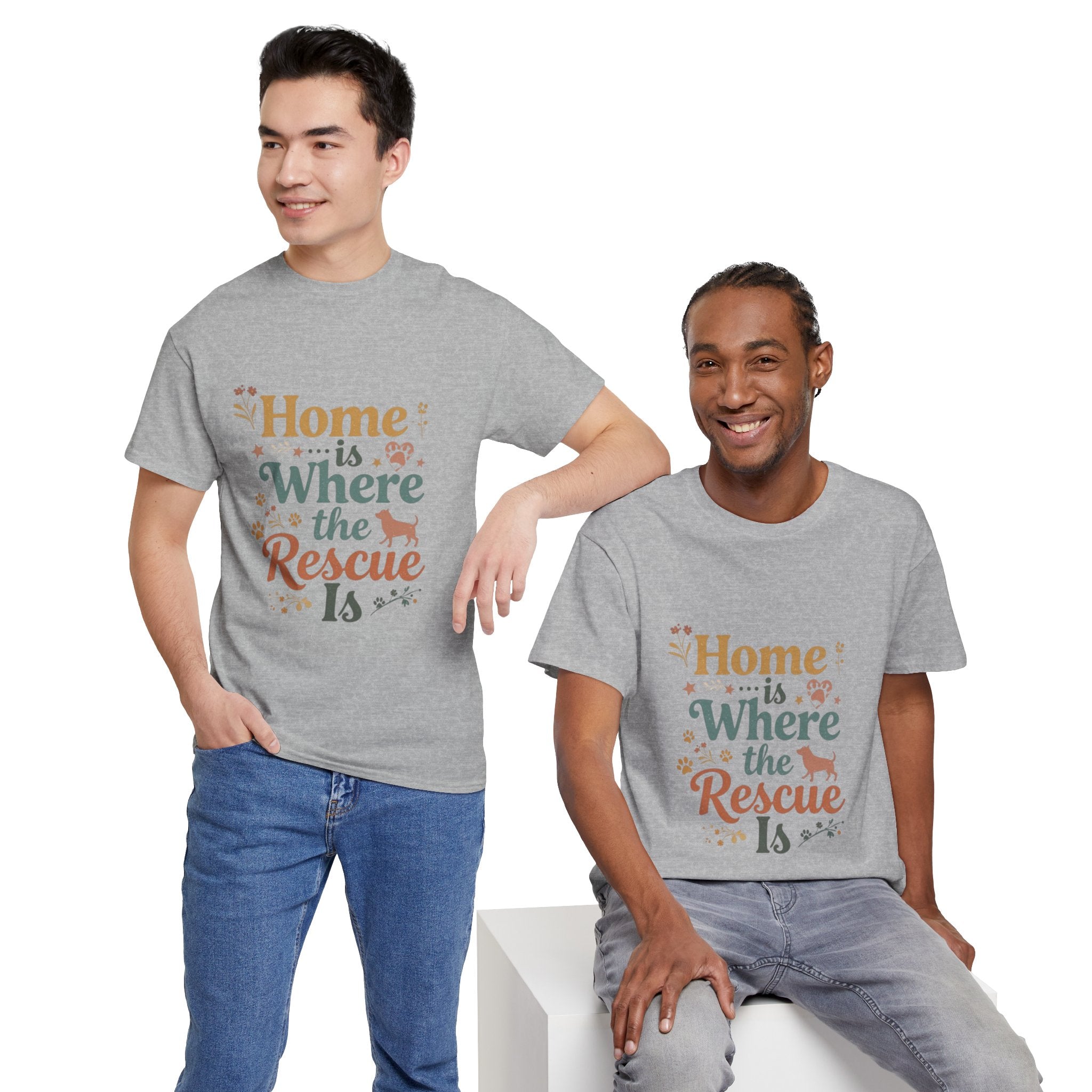 Rescue Pet T-Shirt — "Home Is Where the Rescue Is" Graphic Tee