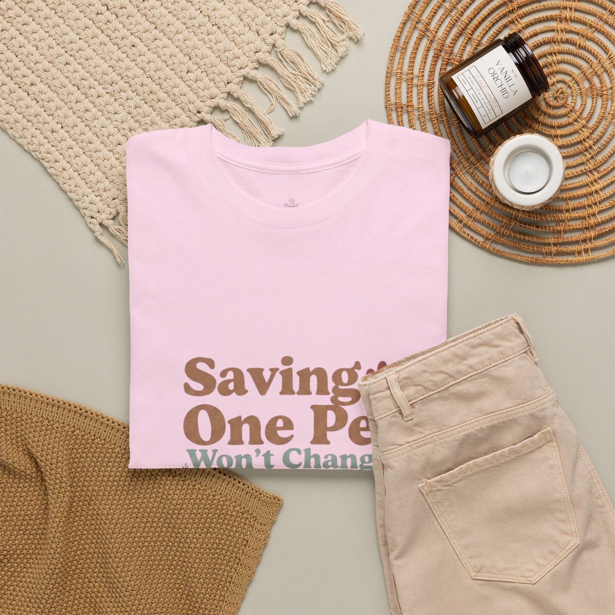 Saving One Pet T‑Shirt — "Saving One Pet Won't Change the World But It Will Change Their World" Rescue Adoption Tee