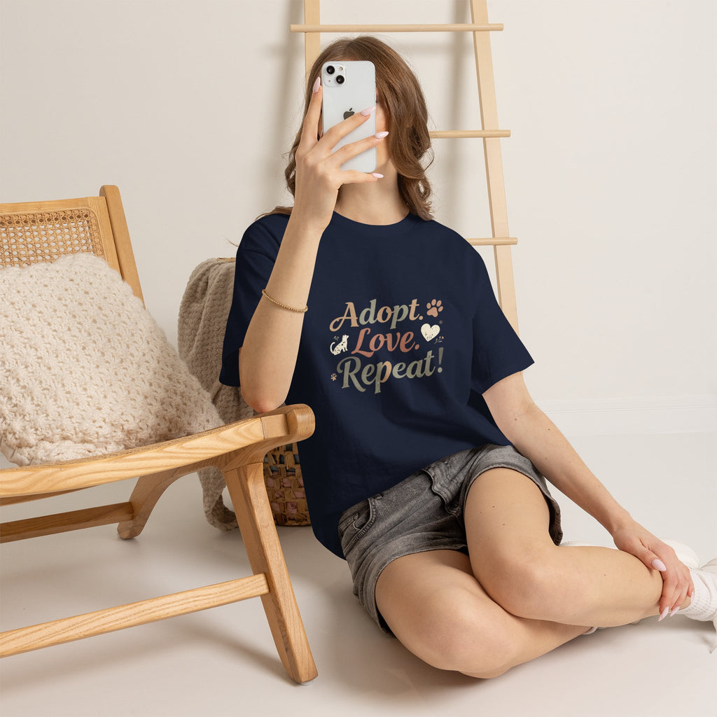 Adopt Love Repeat Rescue Pet Adoption T-Shirt