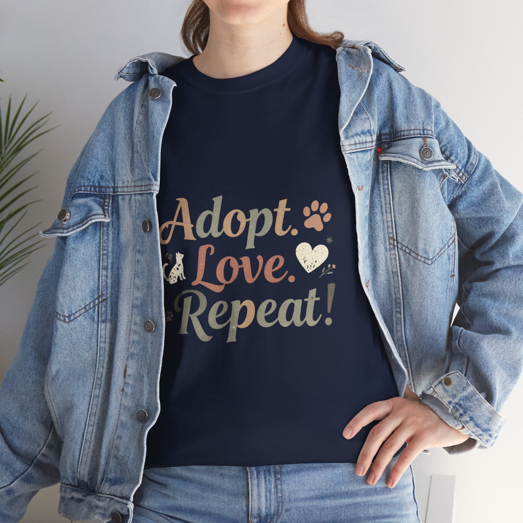 Adopt Love Repeat Rescue Pet Adoption T-Shirt