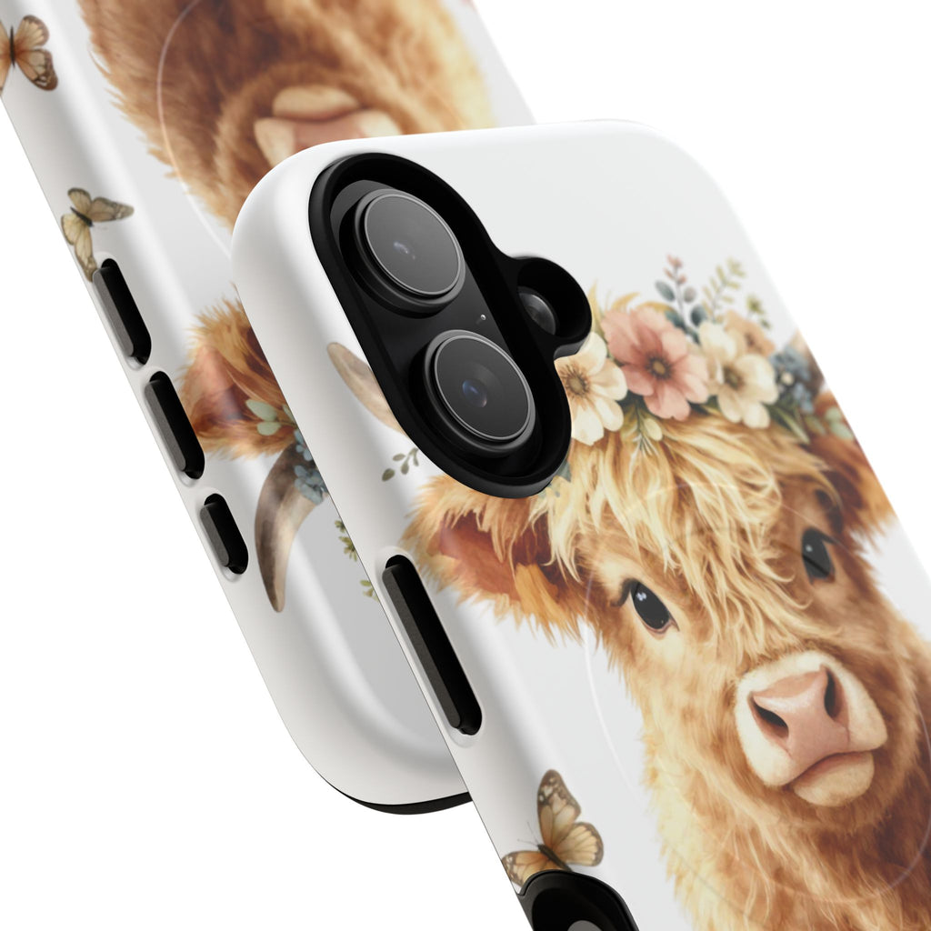 Floral Highland Cow Tough Magnetic Phone Case