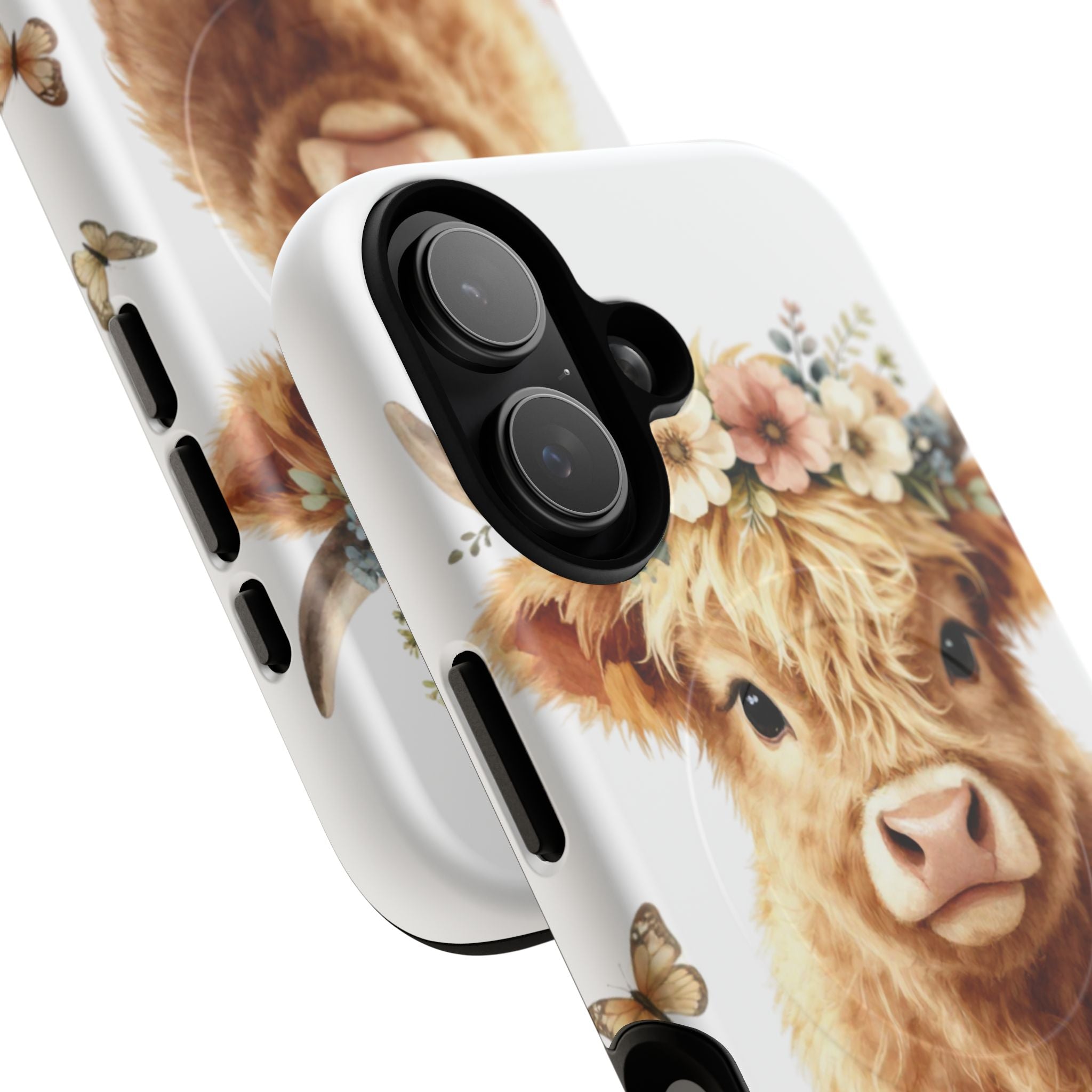 Floral Highland Cow Tough Magnetic Phone Case