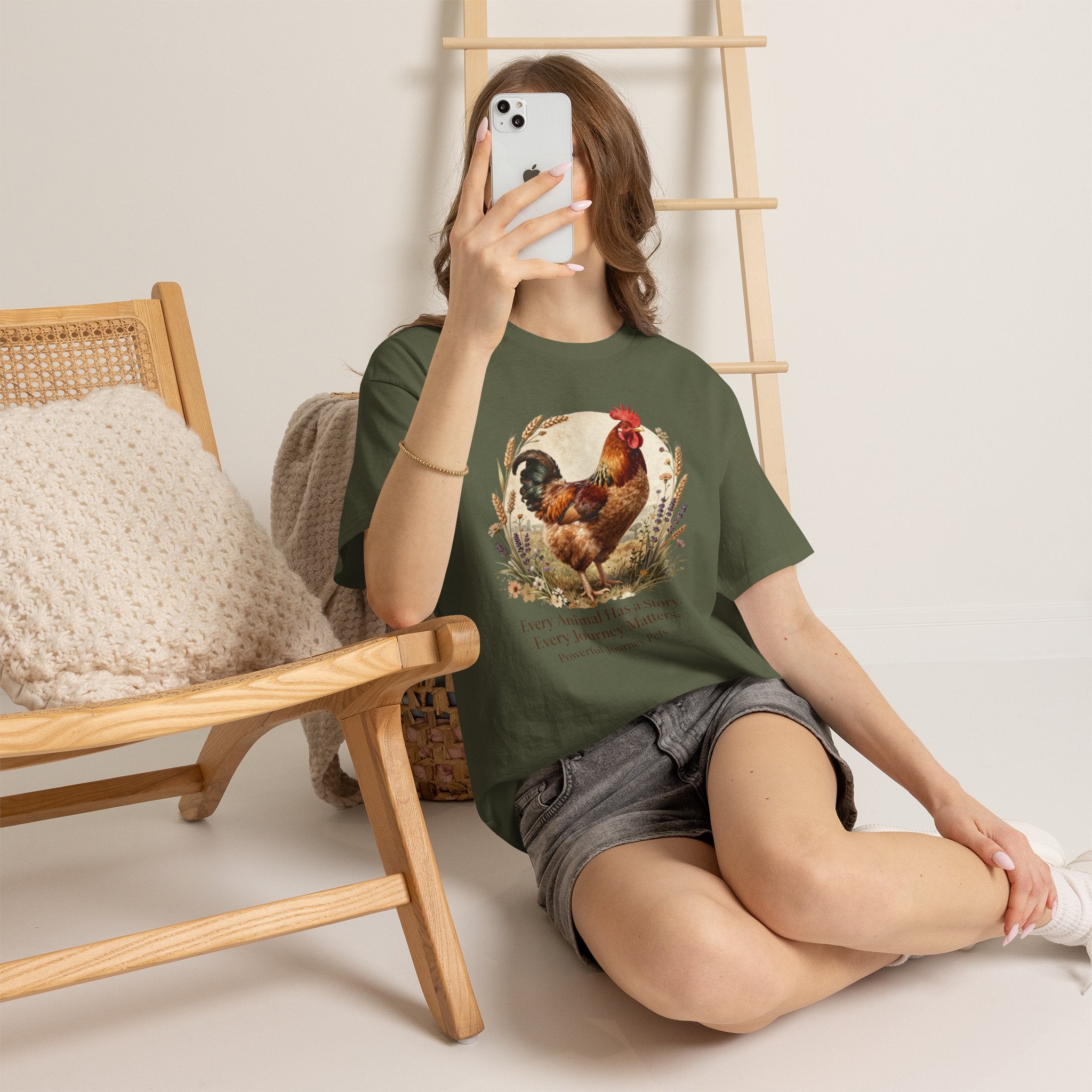 Rooster Illustration Tee - Inspirational Farm Animal T-Shirt