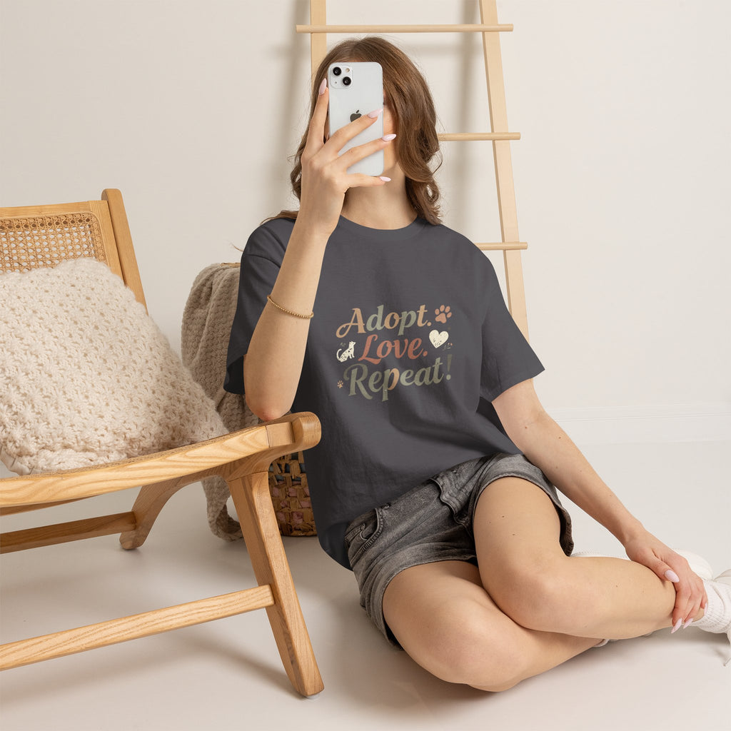 Adopt Love Repeat Rescue Pet Adoption T-Shirt
