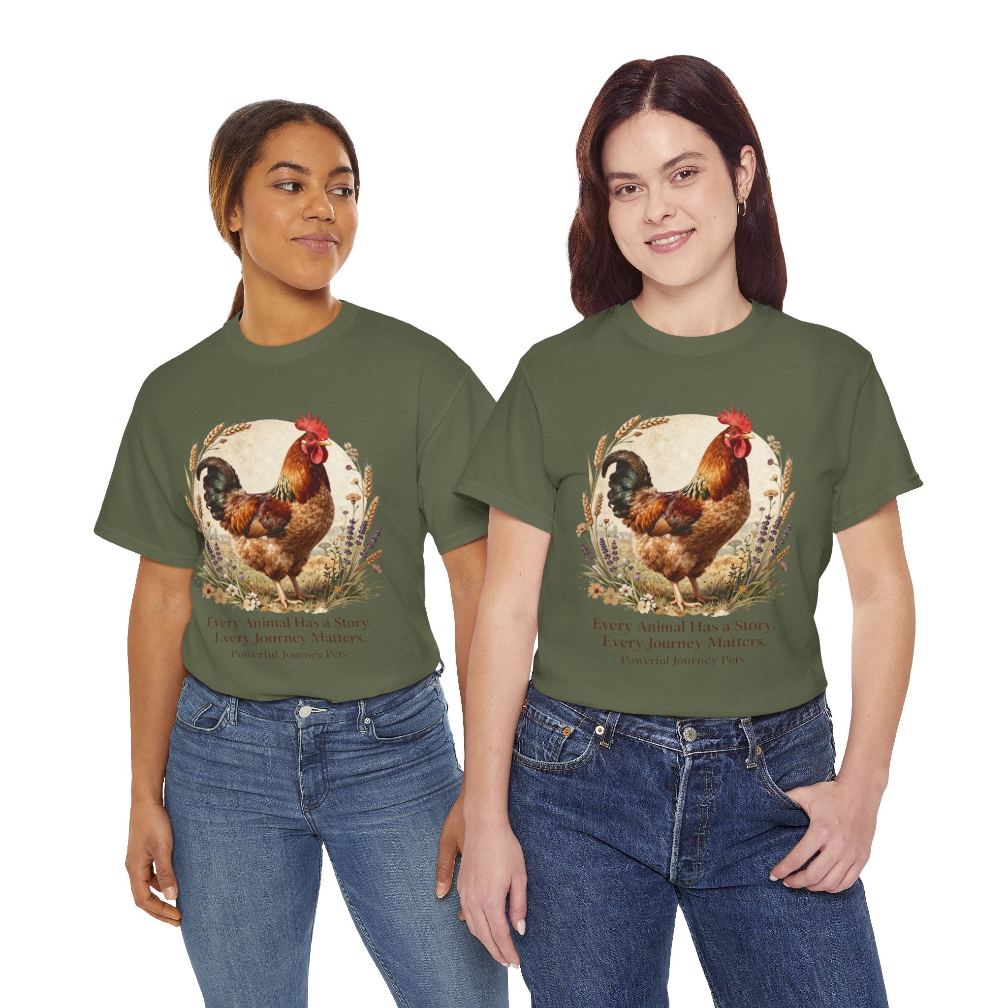 Rooster Illustration Tee - Inspirational Farm Animal T-Shirt