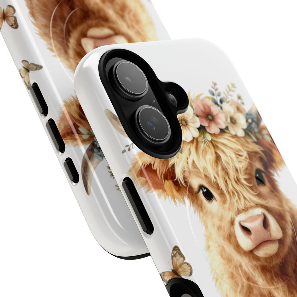 Floral Highland Cow Tough Magnetic Phone Case