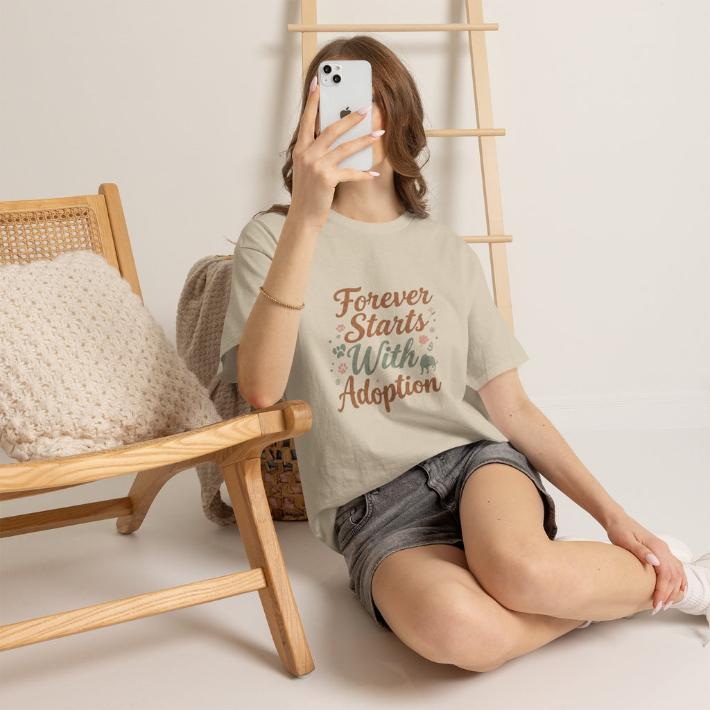 Adoption Love T-Shirt — "Forever Starts With Adoption" Pet Rescue Tee
