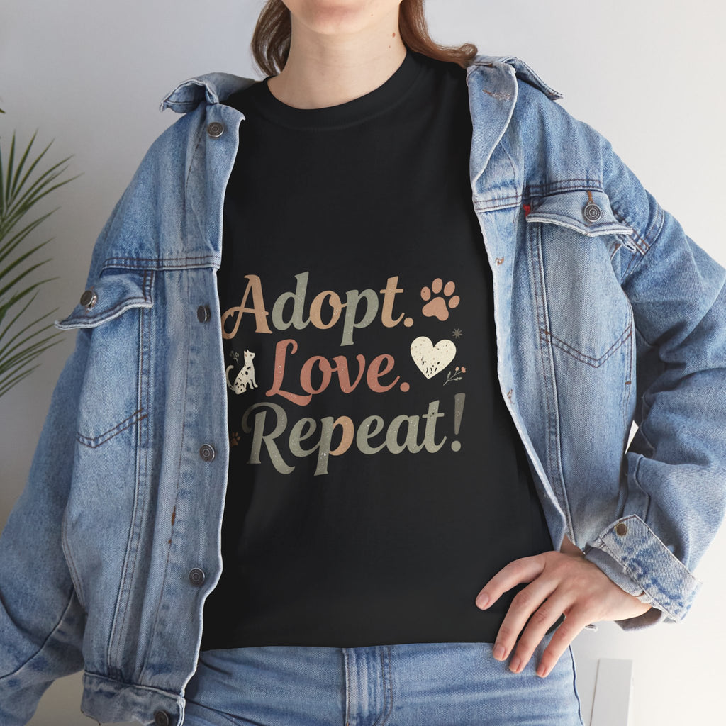Adopt Love Repeat Rescue Pet Adoption T-Shirt