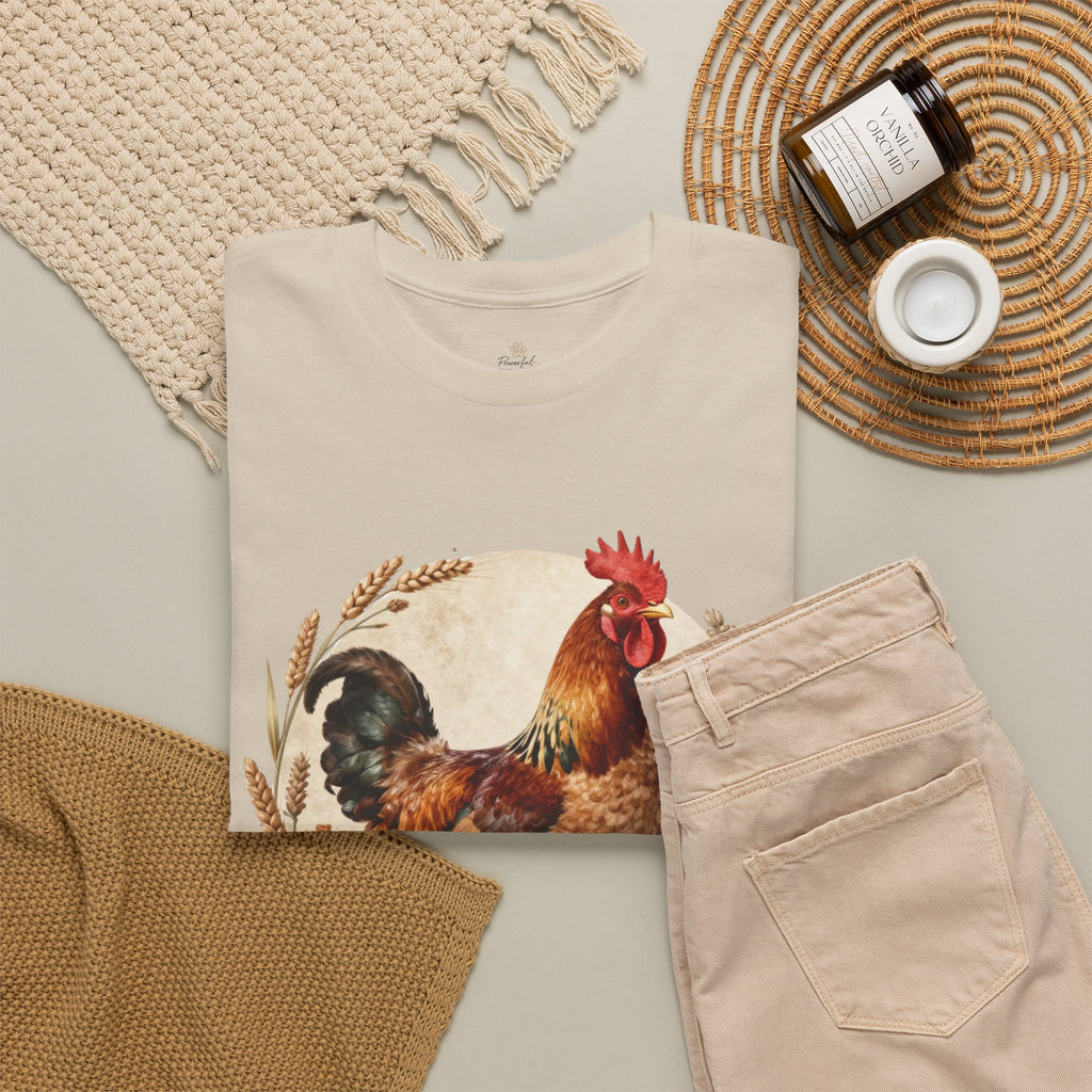 Rooster Illustration Tee - Inspirational Farm Animal T-Shirt
