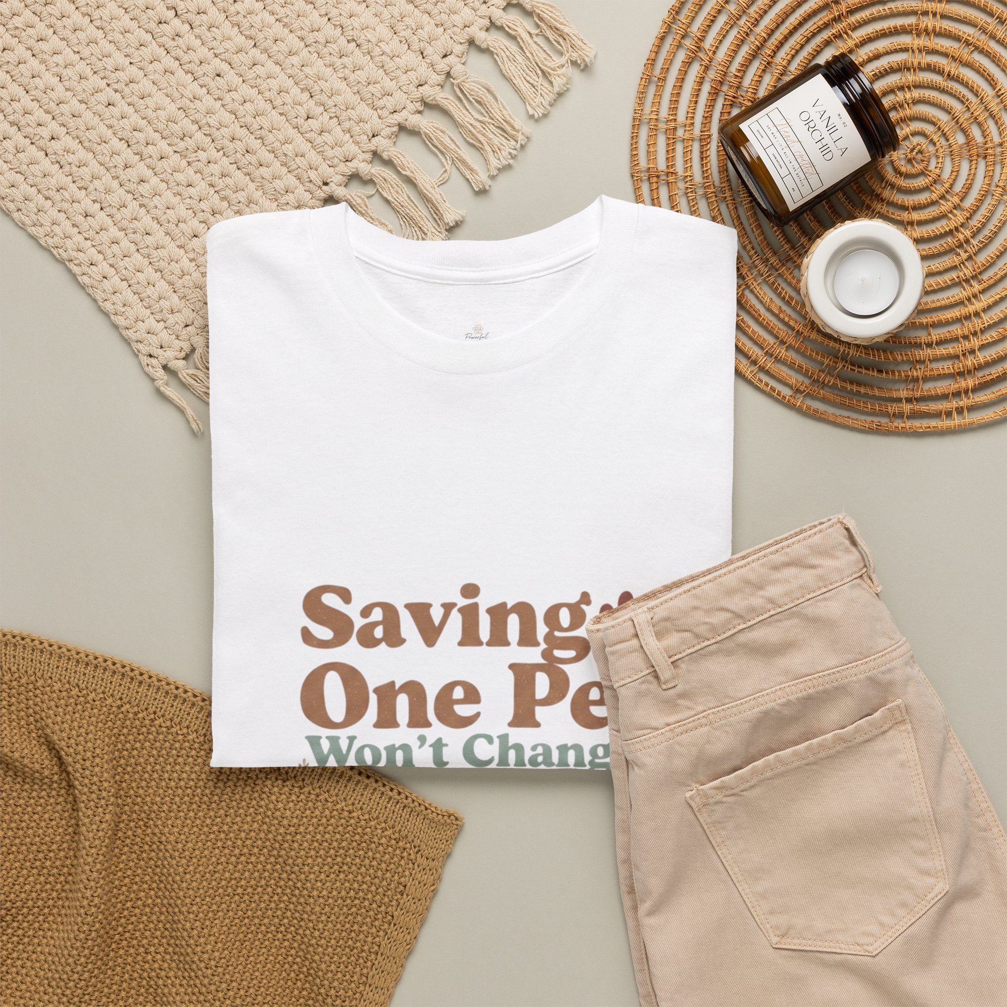 Saving One Pet T‑Shirt — "Saving One Pet Won't Change the World But It Will Change Their World" Rescue Adoption Tee