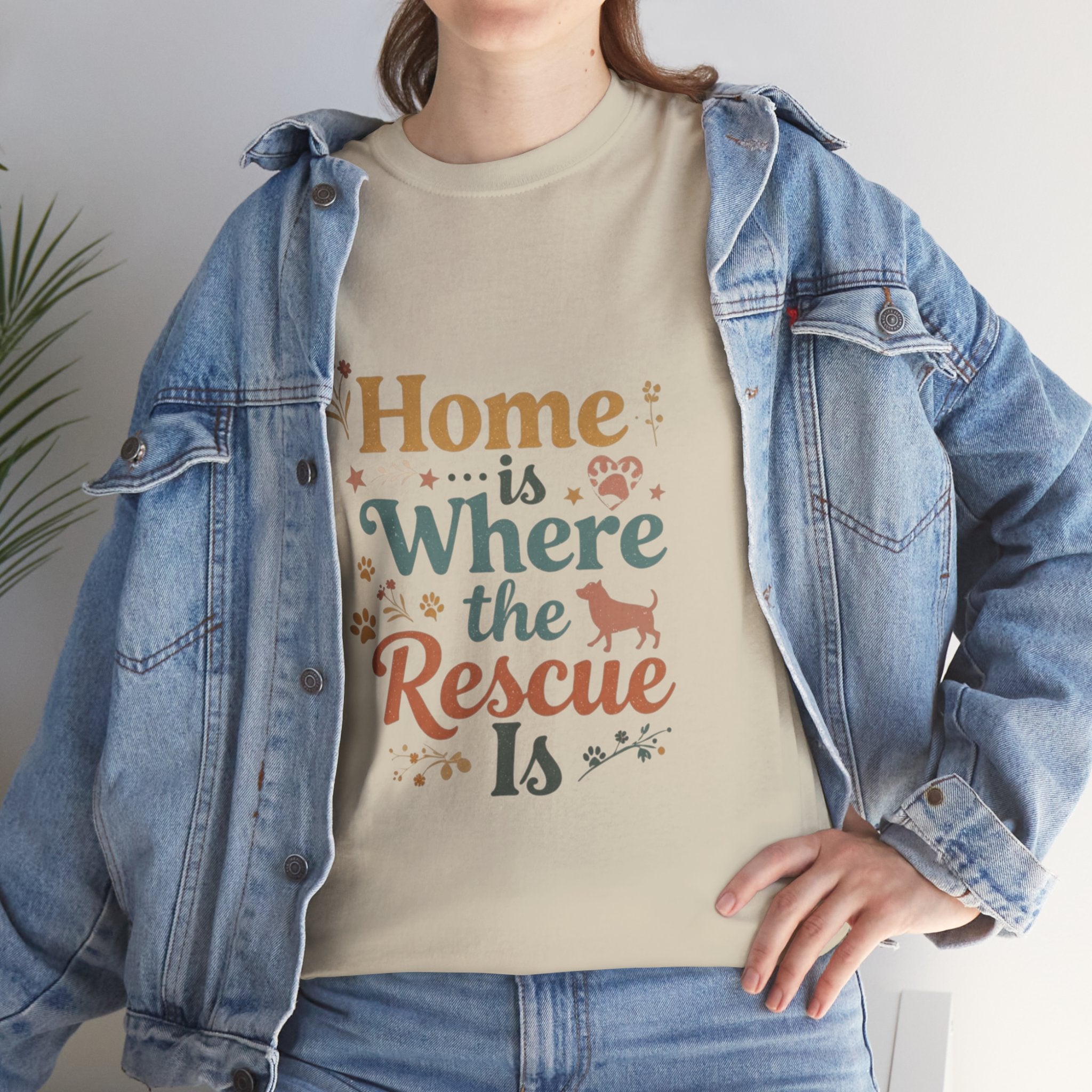 Rescue Pet T-Shirt — "Home Is Where the Rescue Is" Graphic Tee