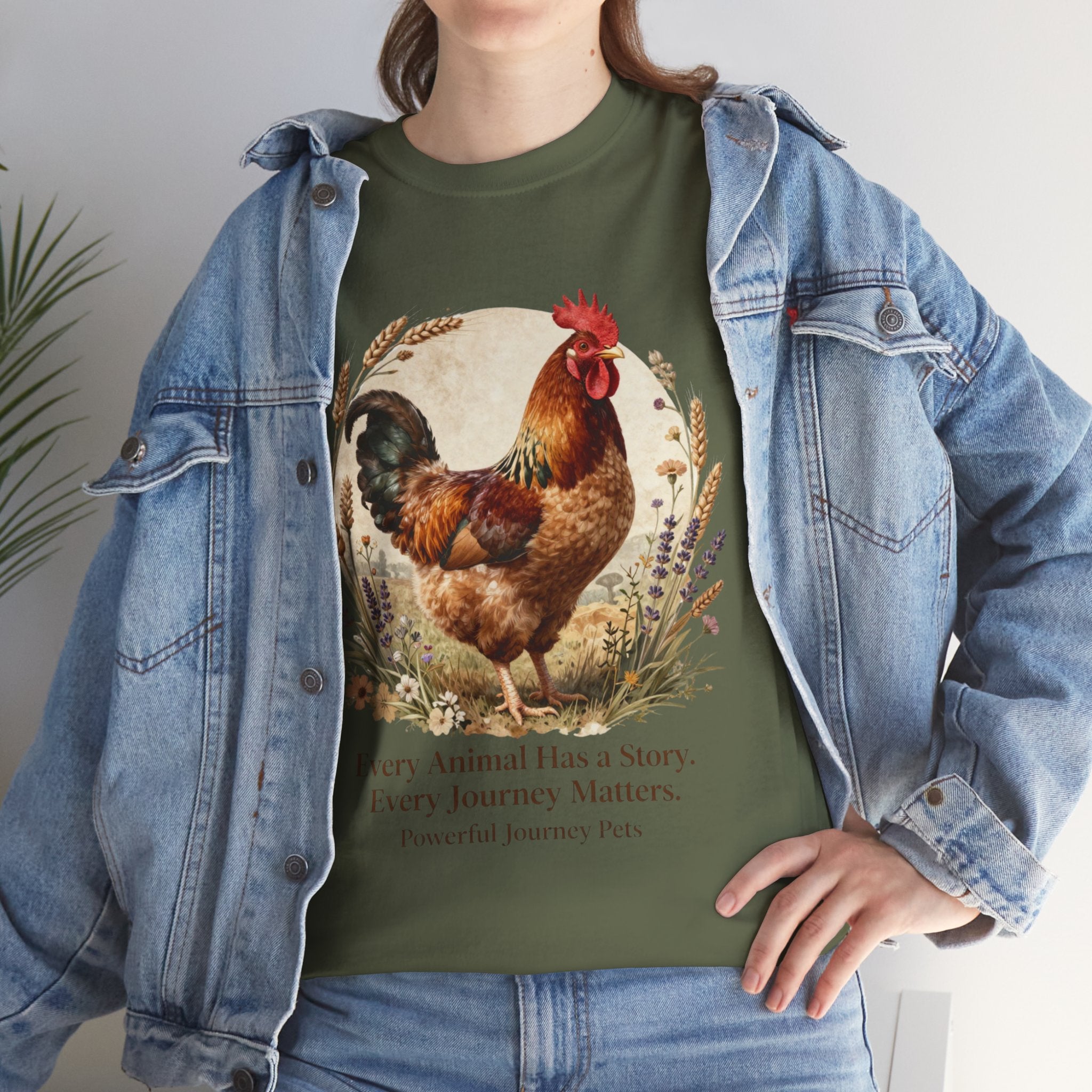 Rooster Illustration Tee - Inspirational Farm Animal T-Shirt